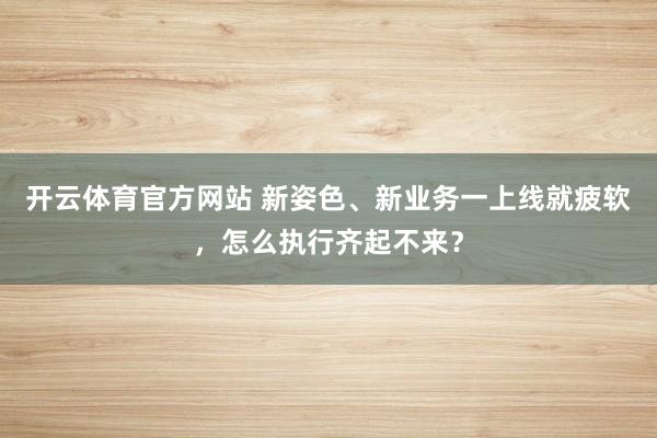 开云体育官方网站 新姿色、新业务一上线就疲软，怎么执行齐起不来？